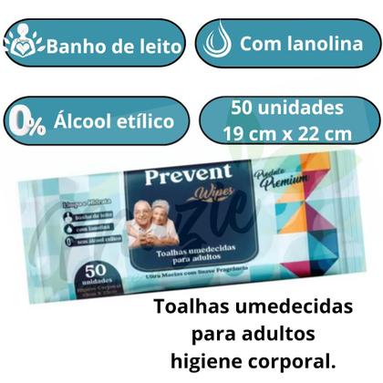 Imagem de Kit 150 Toalhas Umedecidas Para Adultos - Banho de Leito Prevent Wipes (3 Embalagens)