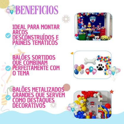 Imagem de Kit 153 Peças Patrulha Canina Arco Balão Festa Infantil