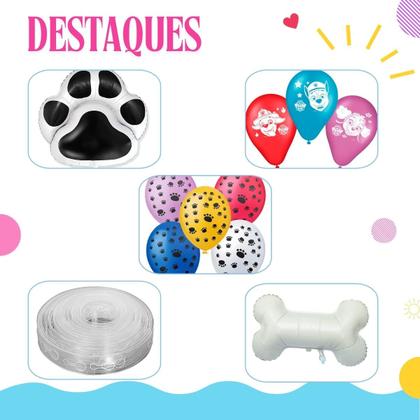 Imagem de Kit 153 Peças Patrulha Canina Arco Balão Festa Infantil