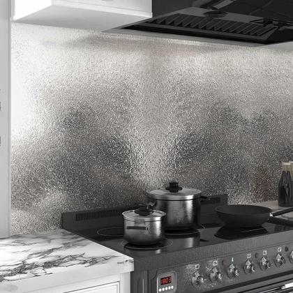 Imagem de Kit 15M Papel de Parede Adesivo Cozinha Alta Temperatura Aluminio Texturizado
