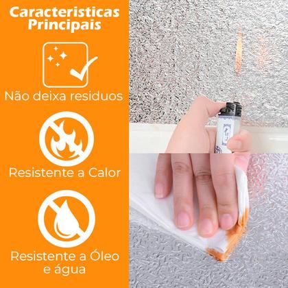 Imagem de Kit 15M Papel de Parede Adesivo Cozinha Alta Temperatura Aluminio Texturizado
