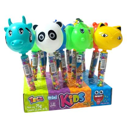 Imagem de Kit 15un Balinhas no Tubo p/ Crianças Tutti-Frutti bichinhos