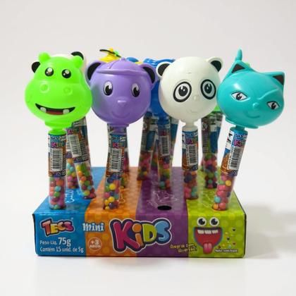 Imagem de Kit 15un Balinhas no Tubo p/ Crianças Tutti-Frutti bichinhos