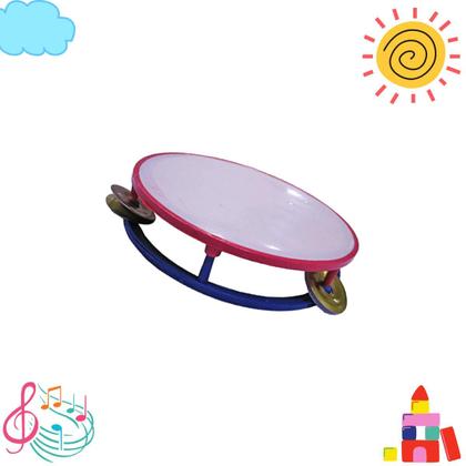 Imagem de Kit 16 - 8 Pandeiros Estrela + 8 Pandeirinho Liso Infantil De Brinquedo Plástico Colorido
