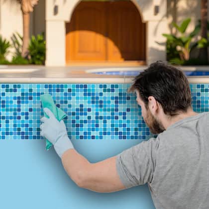 Imagem de Kit 16 Adesivos Piscina Pastilha Degradê Tons De Azul 100x30cm