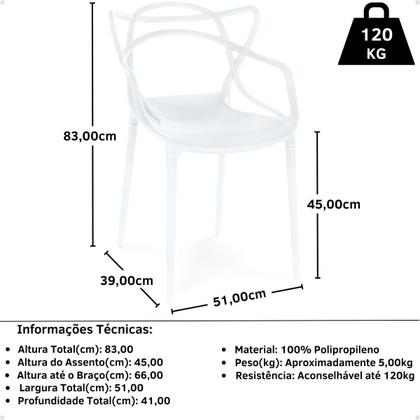 Imagem de Kit 16 Cadeiras de Jantar Allegra Prática Empilhável - Branco