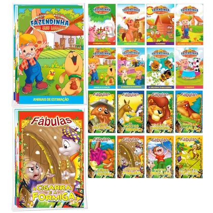 Imagem de Kit 16 Livros Infantis Fábulas Fazendinha Do Seu Lobato