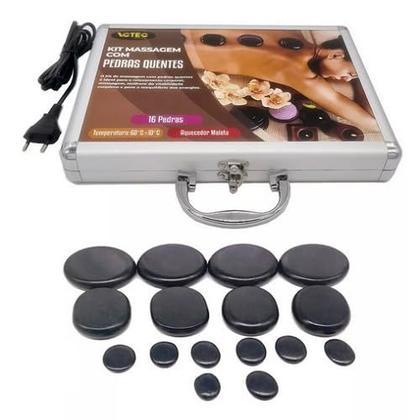 Imagem de Kit 16 Pedras Quentes Therapy Massage Maleta Aquecedora 110V
