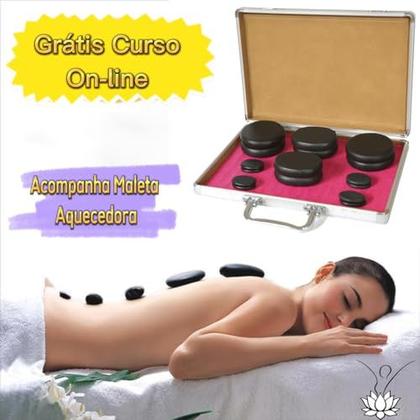 Imagem de Kit 16 Pedras Quentes Therapy Massage Maleta Aquecedora 110V