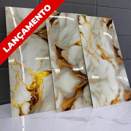 Imagem de Kit 16 Placas Painel Mármore 3D Vinílico Autoadesivo Revestimento De Parede 60x30cm