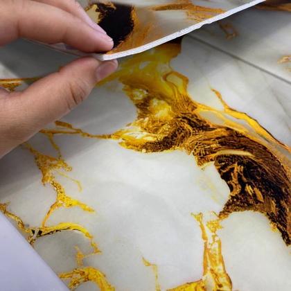 Imagem de Kit 16 Placas Painel Mármore 3D Vinílico Autoadesivo Revestimento De Parede 60x30cm