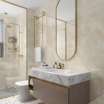 Imagem de Kit 16 Placas Painel Porcelanato Revestimento Adesivo Vinílico Marmorizado