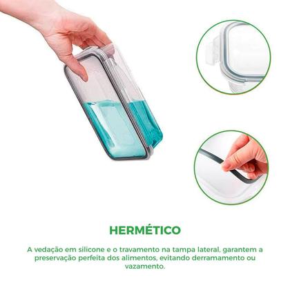 Imagem de Kit 16 Potes Herméticos Empilhável Tampa Com Trava Transparente