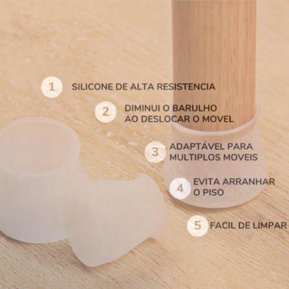 Imagem de Kit 16 Protetor de Silicone para Pés de Cadeira e Mesa Pés Pezinho Redondo