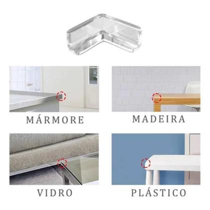 Imagem de Kit 16 Protetor Quina Móveis Canto Silicone Com Adesivo Cola P Mesa Vidro Madeira P/ Bebê Criança