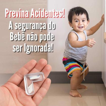 Imagem de Kit 16 Protetor Quina Móveis Canto Silicone Com Adesivo Cola P Mesa Vidro Madeira P/ Bebê Criança
