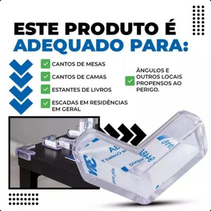 Imagem de Kit 16 Protetor Quina Móveis Canto Silicone Com Adesivo Cola P Mesa Vidro Madeira P/ Bebê Criança