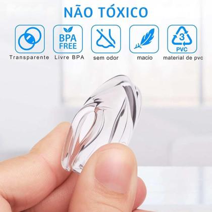 Imagem de Kit 16 Protetor Quina Móveis Canto Silicone Com Adesivo Cola P Mesa Vidro Madeira P/ Bebê Criança