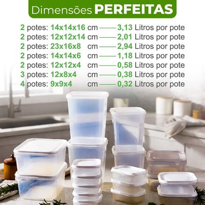 Imagem de Kit 17 Potes De Plástico Transparente Tamanhos Variados Para Geladeira E Armazenamento De Alimentos