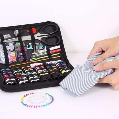 Imagem de Kit 172 Acessórios Costura Viagem Linhas Tesoura Alfinetes
