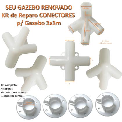 Imagem de KIT 17pcs - 4 Estacas (MOD101332) + 9 Conectores Reposição Gazebo3x3mts + 4 Cordinhas