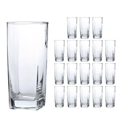 Imagem de Kit 18 Copo Texas Quadrado Vidro Transparente Mesa Posta 320ml