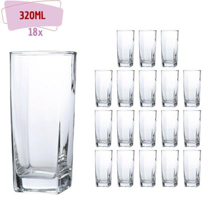 Imagem de Kit 18 Copo Texas Quadrado Vidro Transparente Mesa Posta 320ml