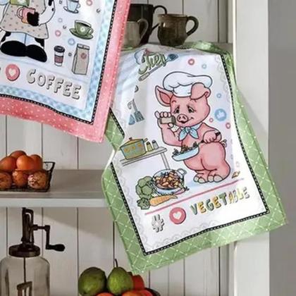 Imagem de Kit 18 Panos de Copa Felpudo Estampado Dohler