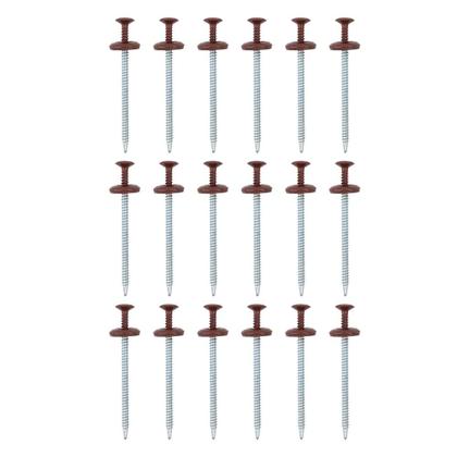 Imagem de Kit 18 Parafusos Autobrocantes Com Anilha Embutida Para Fixação Speedfix Vermelho/Marrom Onduline 4,2x65mm