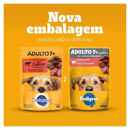 Imagem de Kit 18 Sachês Pedigree Cães 7 Sênior Carne ao Molho 100g