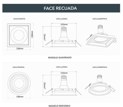 Imagem de Kit 18 Spot Embutir Redondo Recuado Par20 Branco + Lâmpada Led 4,8w 6500k