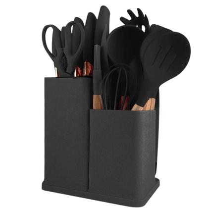 Imagem de Kit 19 Peças Utensílios de Cozinha em Silicone Conjunto Completo Antiaderente e Resistente ao Calor para Cozinhar com Estilo