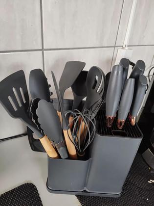 Imagem de Kit 19 Peças Utensílios de Cozinha em Silicone Conjunto Completo Antiaderente e Resistente ao Calor para Cozinhar com Estilo