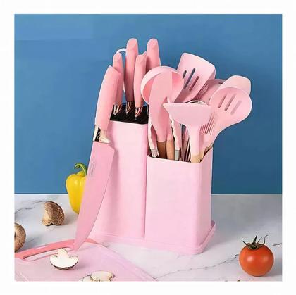 Imagem de Kit 19 Peças Utensílios de Cozinha em Silicone Conjunto Completo Antiaderente e Resistente ao Calor para Cozinhar com Estilo