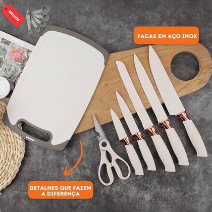 Imagem de Kit 19 Utensílios De Cozinha Com Cabo De Madeira E Silicone