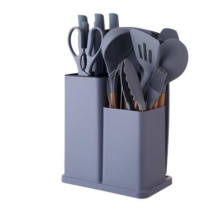 Imagem de Kit 19 Utensílios de Cozinha Silicone Tábua Faca Pegador Batedor Espátula 099
