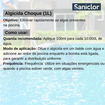 Imagem de Kit 1L Saniclor Algicida Manutenção Clarificante Limpa Borda