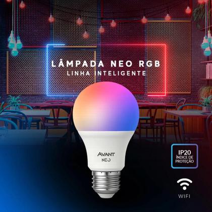 Imagem de Kit 2 a 5 Lampada Led Pera Smart Inteligente Wifi 2.4 GHz 10w RGB Colorido E27 Neo Avant