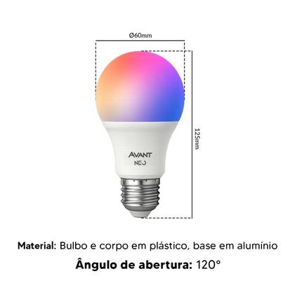 Imagem de Kit 2 a 5 Lampada Led Pera Smart Inteligente Wifi 2.4 GHz 15W RGB Colorido E27 Neo Avant
