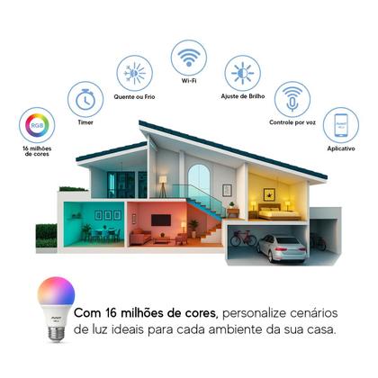 Imagem de Kit 2 a 5 Lampada Led Pera Smart Inteligente Wifi 2.4 GHz 15W RGB Colorido E27 Neo Avant