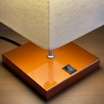 Imagem de Kit 2 Abajur de Mesa Clássica Quadrada com Interruptor e Cúpula Para Ambientes Casa e Sala de Estar, Quarto Cabeceira de cama e Escritorio