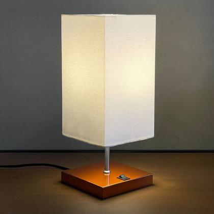 Imagem de Kit 2 Abajur de Mesa Clássica Quadrada com Interruptor e Cúpula Para Ambientes Casa e Sala de Estar, Quarto Cabeceira de cama e Escritorio