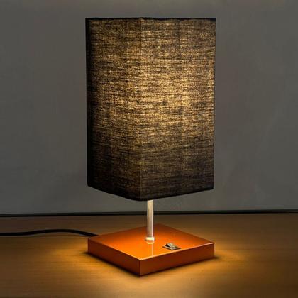 Imagem de Kit 2 Abajur de Mesa Clássica Quadrada com Interruptor e Cúpula Para Ambientes Casa e Sala de Estar, Quarto Cabeceira de cama e Escritorio