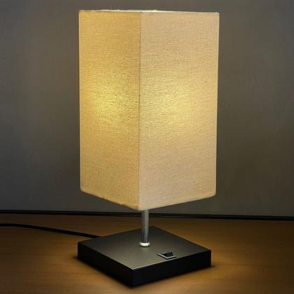 Imagem de Kit 2 Abajur de Mesa Clássica Quadrada com Interruptor e Cúpula Para Ambientes Casa e Sala de Estar, Quarto Cabeceira de cama e Escritorio