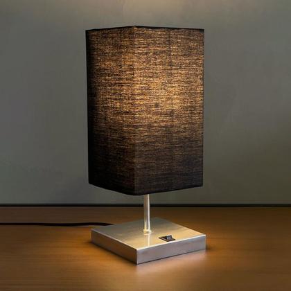 Imagem de Kit 2 Abajur de Mesa Clássica Quadrada com Interruptor e Cúpula Para Decoração Casa e Sala, Quarto e cabeceira Cama, Escritório