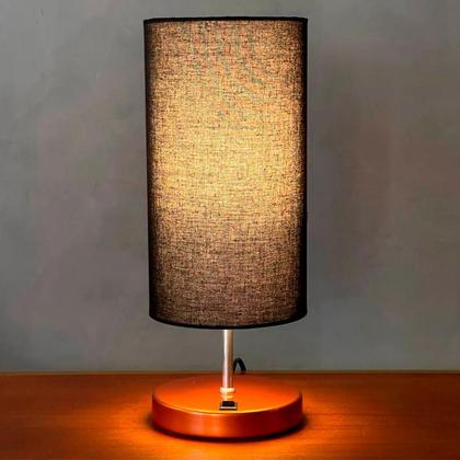 Imagem de Kit 2 Abajur De Mesa Clássico Redondo Com Interruptor Com Cúpula Para Sala, Quarto, Cabeceira Cama, Escritório, Corredor de Casa