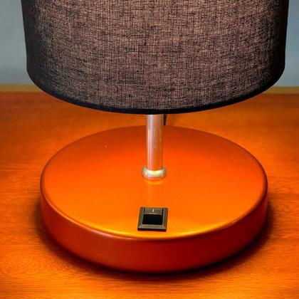 Imagem de Kit 2 Abajur De Mesa Clássico Redondo Com Interruptor Com Cúpula Para Sala, Quarto, Cabeceira Cama, Escritório, Corredor de Casa