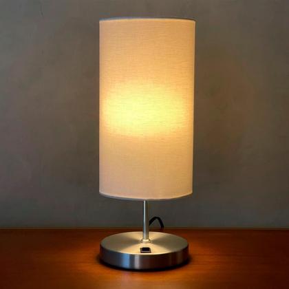 Imagem de Kit 2 Abajur De Mesa Clássico Redondo Com Interruptor Com Cúpula Para Sala, Quarto, Cabeceira Cama, Escritório, Corredor de Casa