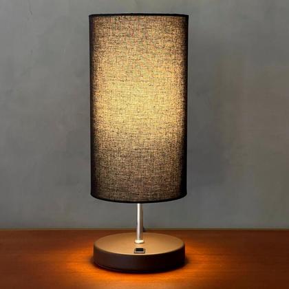 Imagem de Kit 2 Abajur De Mesa Clássico Redondo Com Interruptor Com Cúpula Para Sala, Quarto, Cabeceira Cama, Escritório, Corredor de Casa