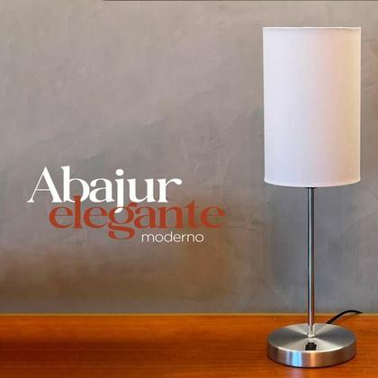 Imagem de Kit 2 Abajur de Mesa Clássico Redondo Escovado Com Interruptor e Com Cúpula Ref 82 de cabeceira, cama, Quarto ou Sala